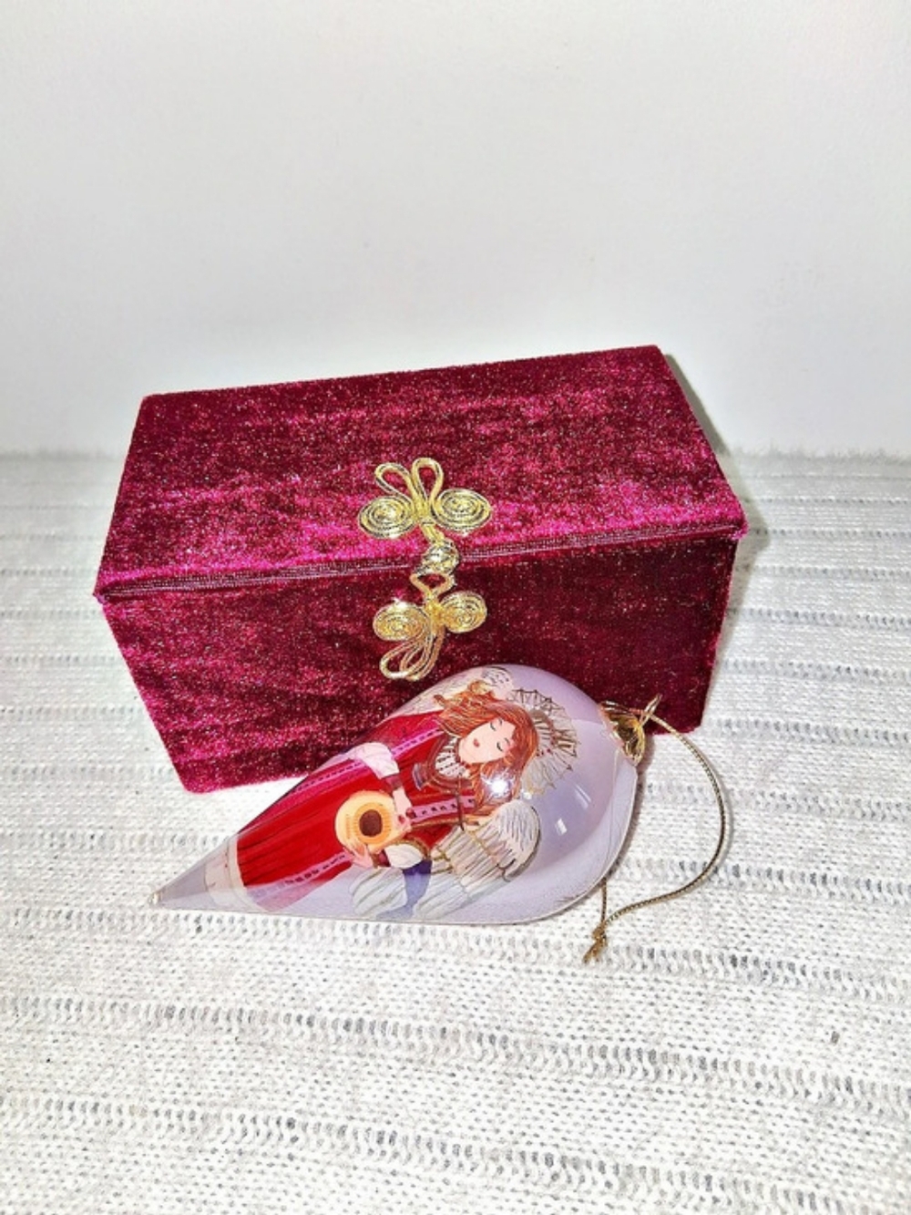 Pier 1 Imports Li Bien Hand-Painted Glass Teardrop Angel Ornament